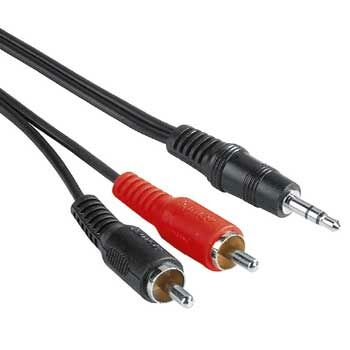 Audio Cable, 3.5 mm jack plug - 2 RCA plugs, 5 m | Hama