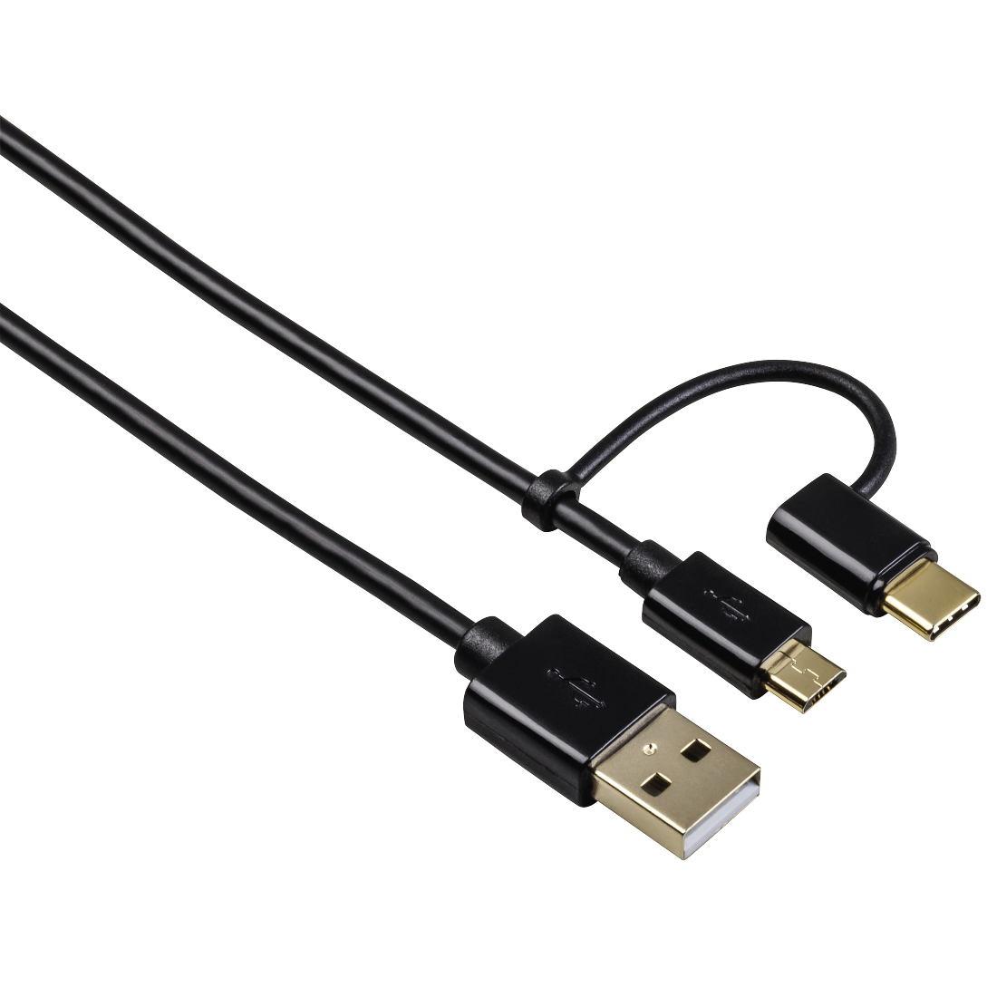 00054512 Hama 2in1 Micro USB Cable with USB-C Adapter, gold-plated,  shielded, 1.00 m | hama.com