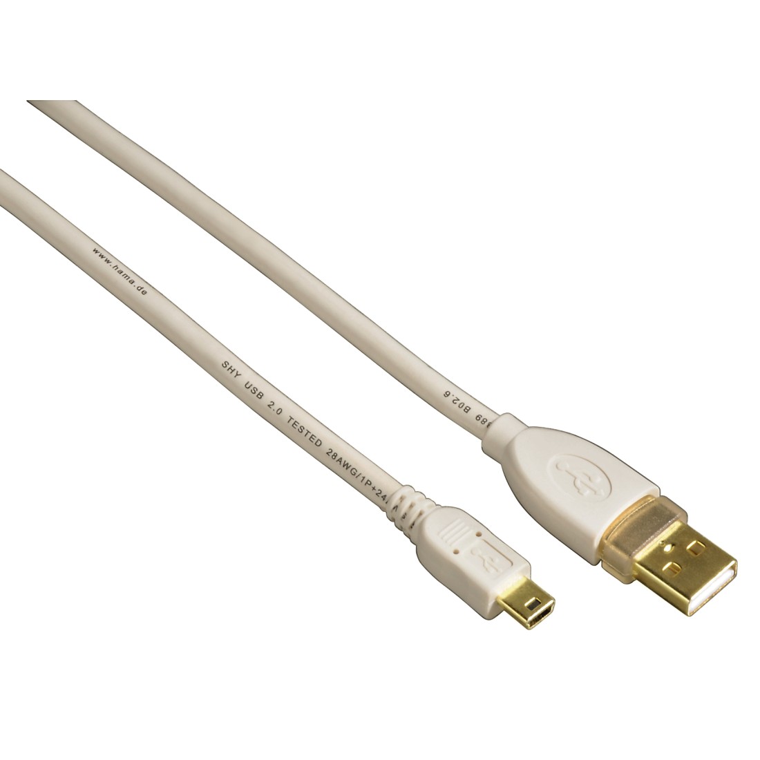 00078468 Hama Mini USB 2.0 Cable, gold-plated, double shielded, white, 1.80  m | hama.com