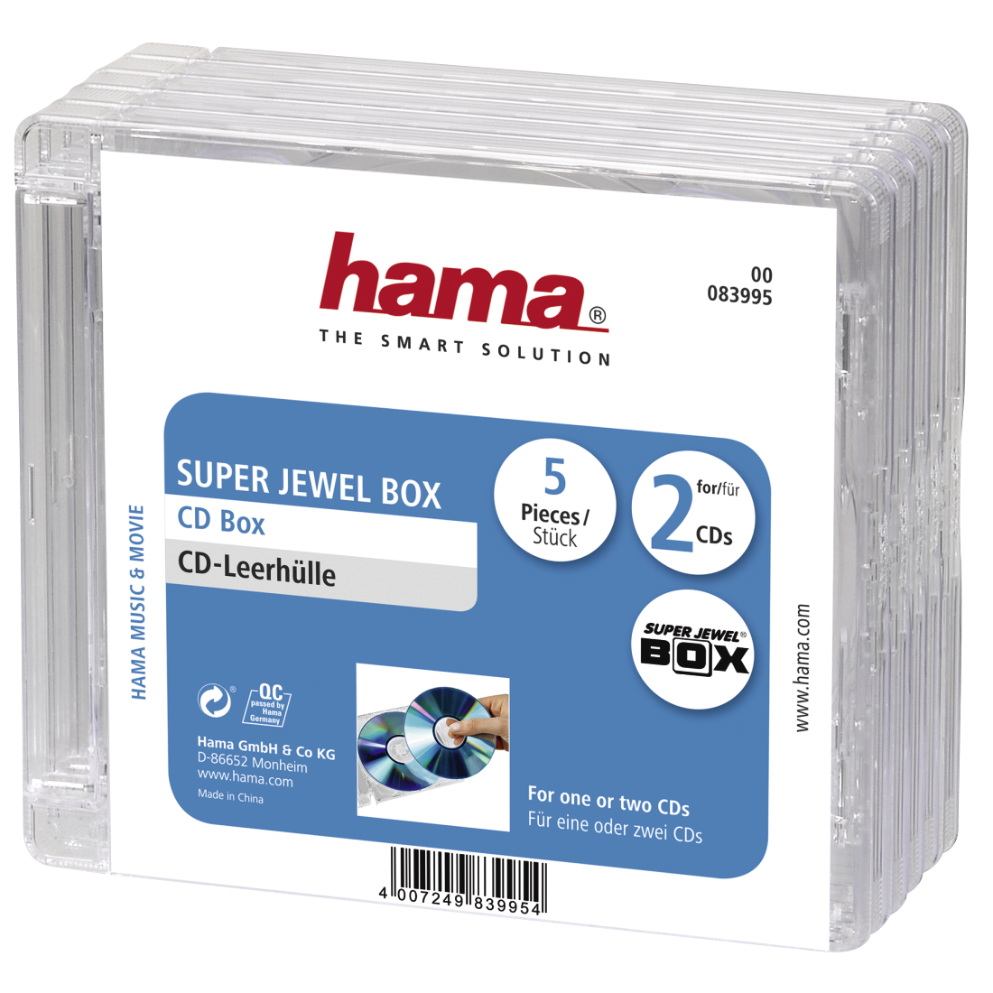 00083995 Hama Super Jewel Box, pack of 5, transparent