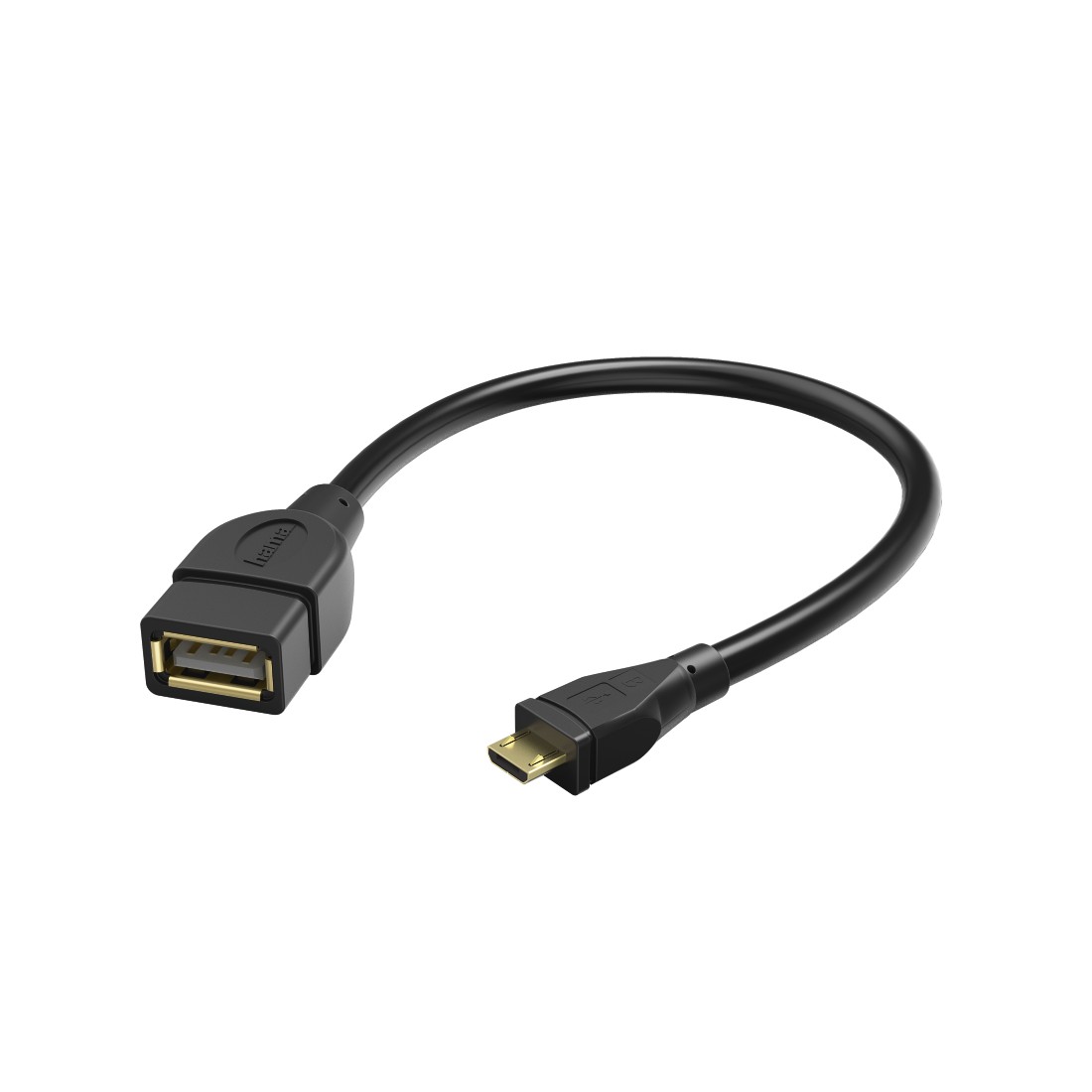 Hama USB 2.0 OTG Adapter Cable, Micro-Plug - A-Socket, black, 0.15 m