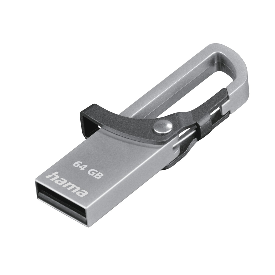 00123922 Hama "Hook-Style" USB Flash Drive, USB 2.0, 64 GB, 15 MB/s, grey