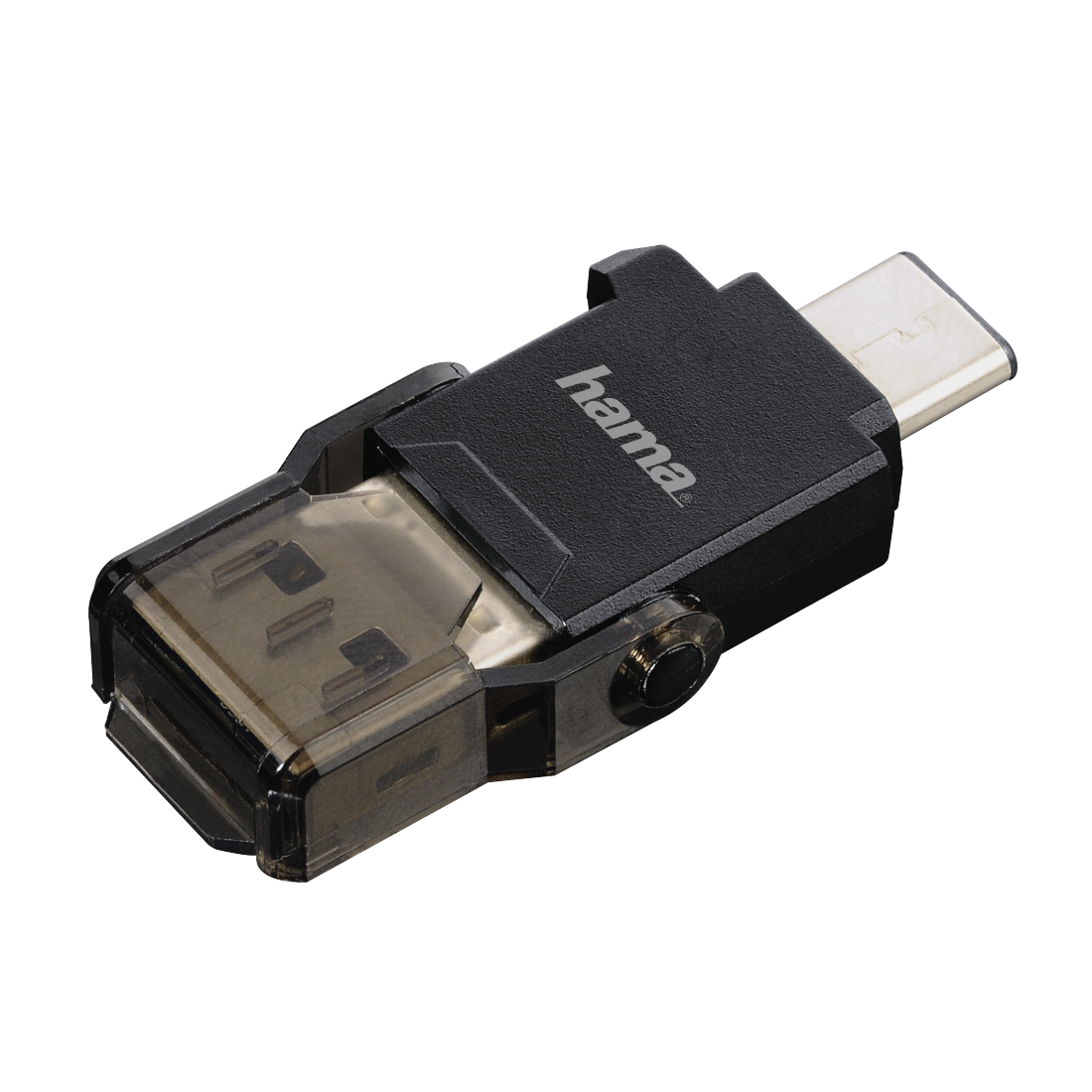 00124021 Hama USB 3.1 Type C + USB 3.0 Type A OTG Card Reader, microSD,  black