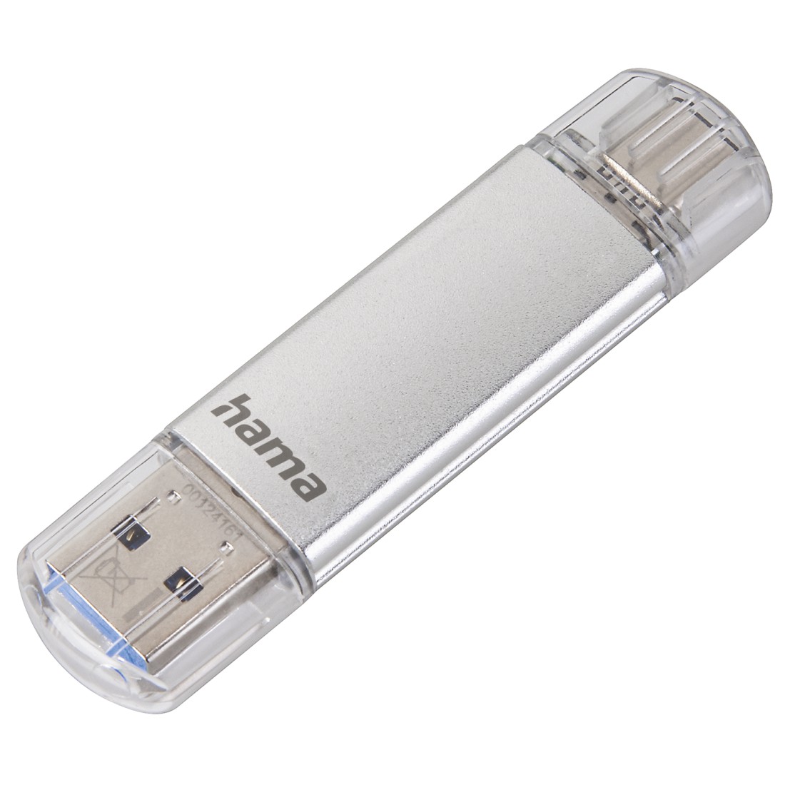 00124163 Hama "C-Laeta" USB Flash Drive, Type-C USB 3.1/USB 3.0, 64 GB, 40  MB/s, silver