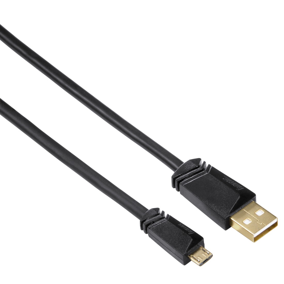 00125210 Hama Micro USB 2.0 Cable, gold-plated, double shielded, black,  0.75 m | hama.com