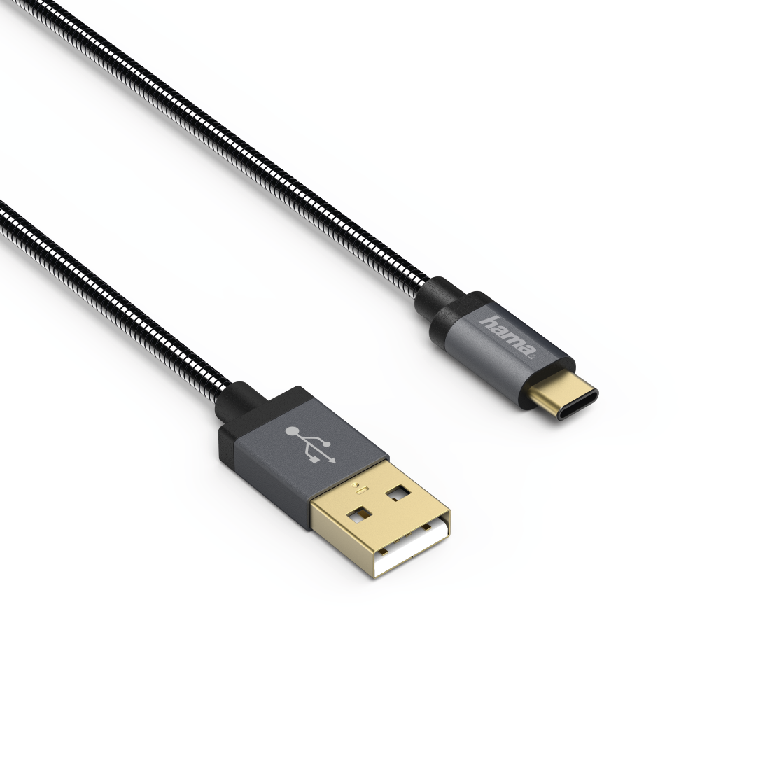 00135790 Hama "Elite" USB-C Cable, metal, gold-plated, anthracite, 0.75 m |  hama.com