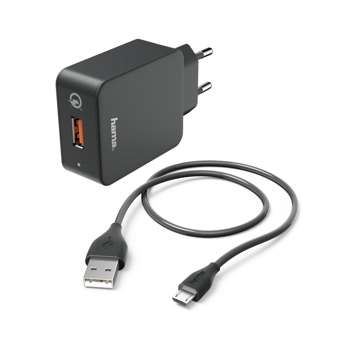 00178336 Hama Charger Kit, Micro-USB, 3 A, Charger QC 3.0 + Micro-USB Cable,  1.5 m, black | hama.com