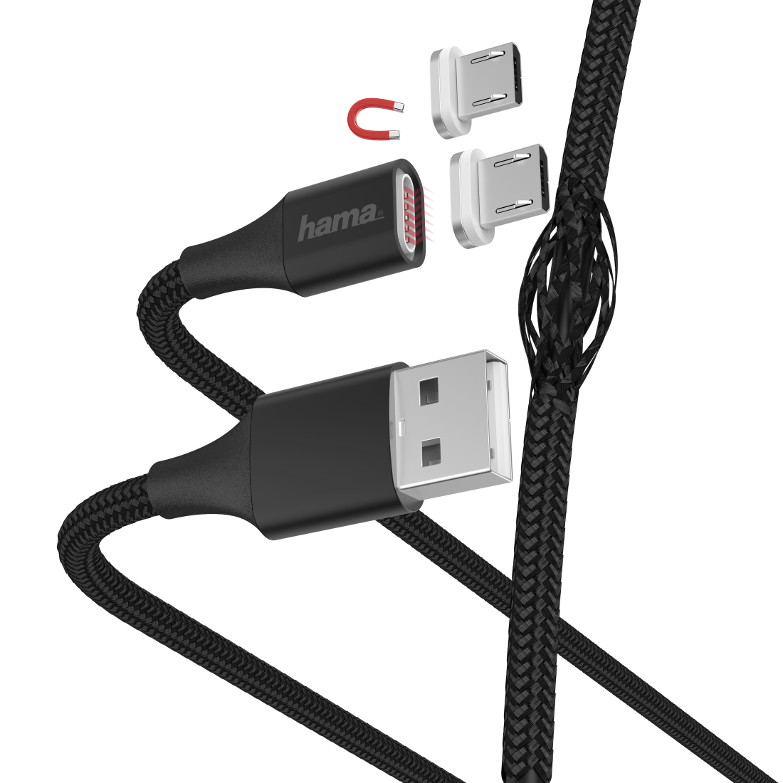 00178373 Hama "Magnetic" Charging/Data Cable, Micro-USB, 1 m, black