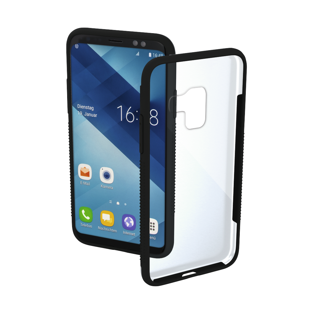 00184243 Hama "Frame" Cover for Samsung Galaxy A6 (2018), transparent/black  | hama.com