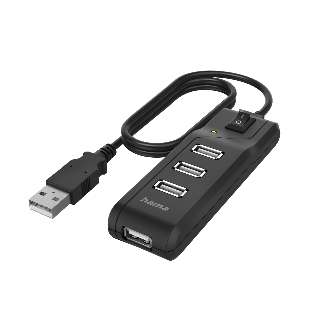 00200118 Hama USB Hub, 4 Ports, USB 2.0, 480 Mbit/s, On/Off Switch